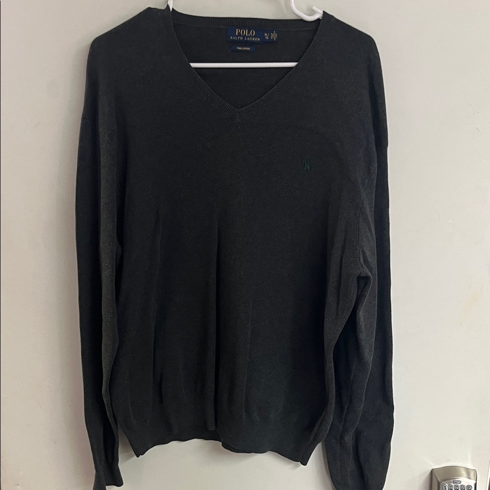 Polo by Ralph Lauren Men's Charcoal V-Neck Sweater